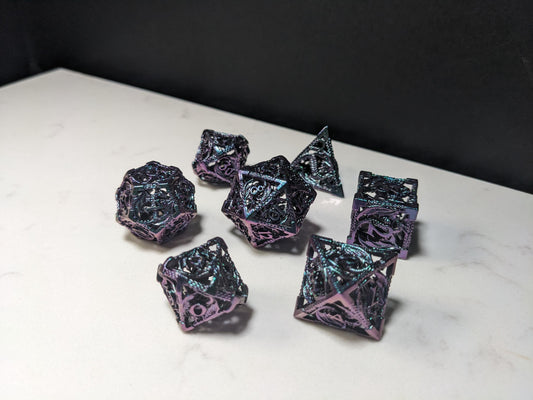 Metal D&D Dice Set - Polarized Hollow Dragon