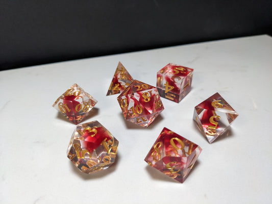 Sharp Edge D&D Dice Set - Translucent Blood Drop