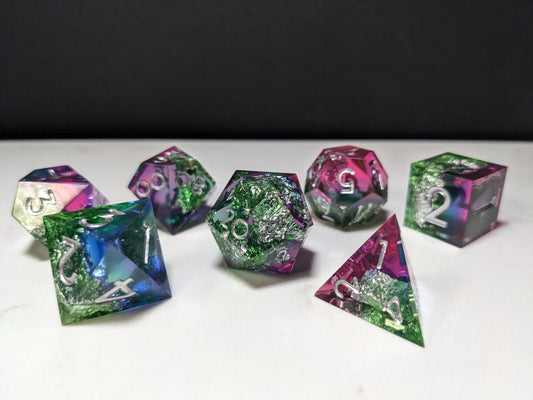 Sharp Edge D&D Dice Set - Translucent Purple Teal