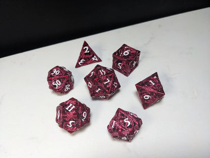 Metal D&D Dice Set - Red Hollow Dragon