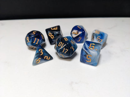Acrylic DND Dice Set - Winter Marble with Tavern Font