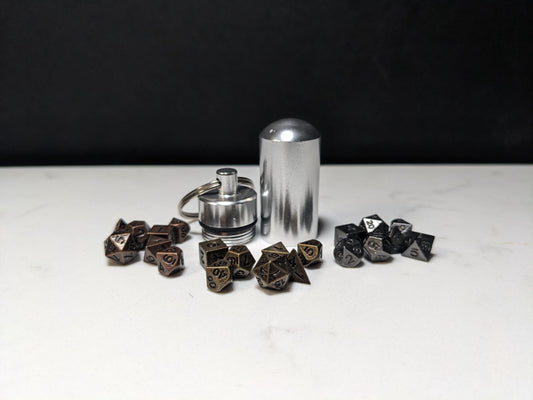 Key Chain Mini Metal D&D Dice Set