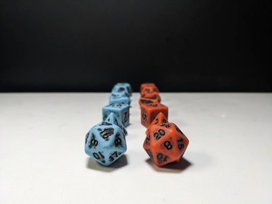 Acrylic D&D Dice Set - Rustic with Rough Texture