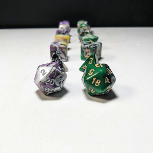 Acrylic DND Dice Set - Multicolor Marble Mix