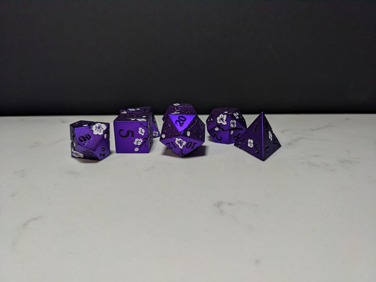 Solid Metal D&D Dice Set - Colorful Spirit Blossom