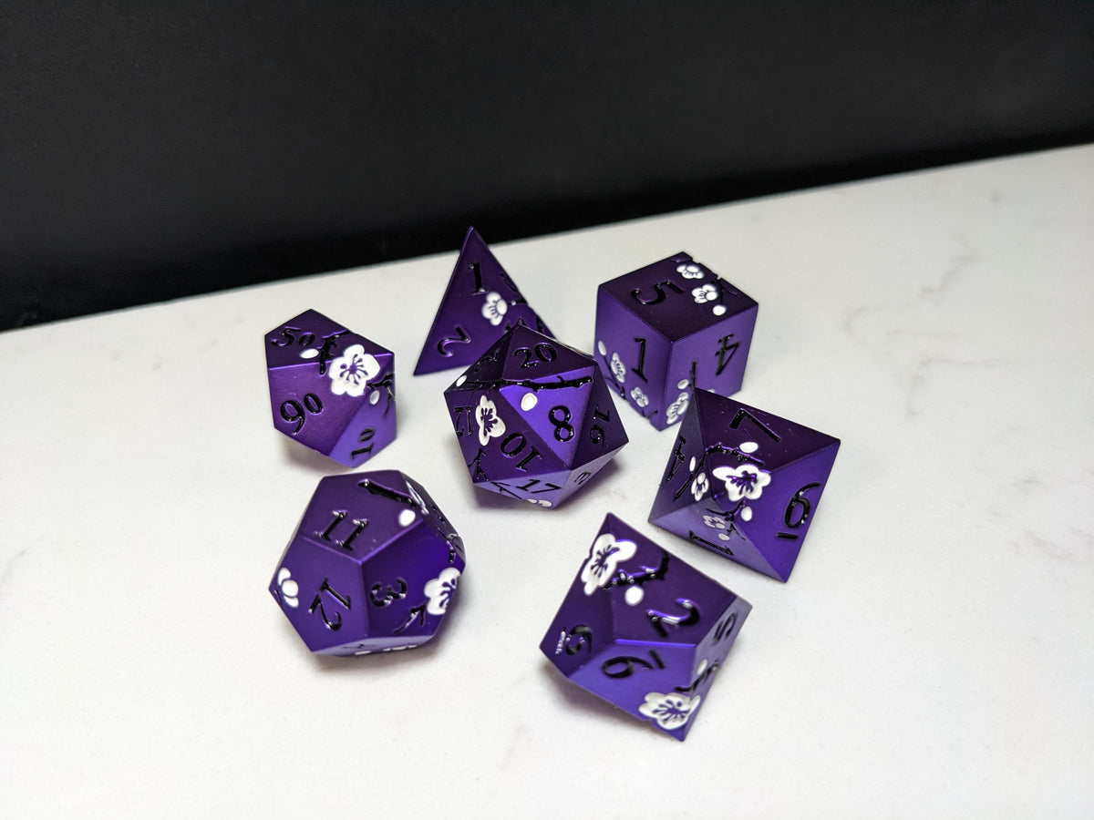 Solid Metal D&D Dice Set - Colorful Spirit Blossom