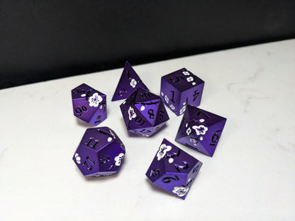 Solid Metal D&D Dice Set - Colorful Spirit Blossom