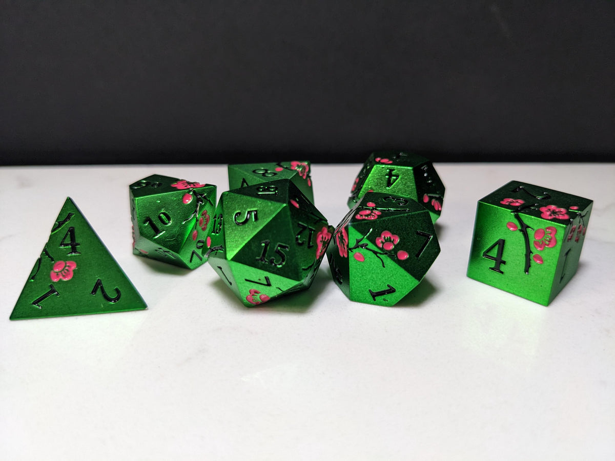 Solid Metal D&D Dice Set - Colorful Spirit Blossom