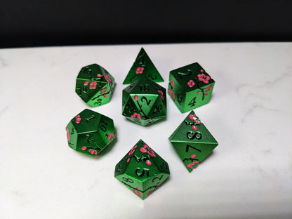 Solid Metal D&D Dice Set - Colorful Spirit Blossom