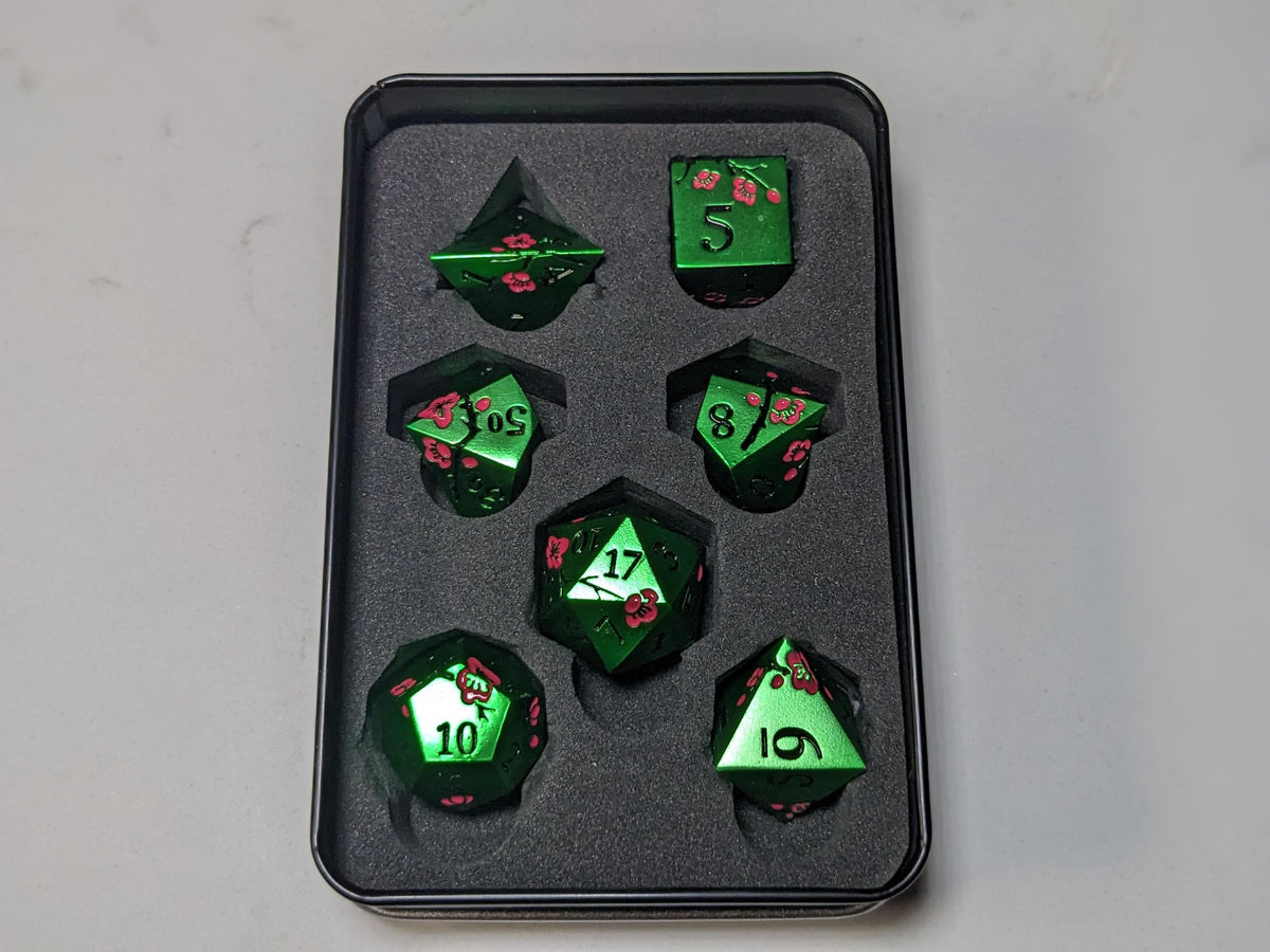 Solid Metal D&D Dice Set - Colorful Spirit Blossom