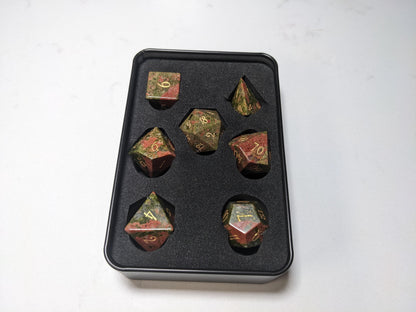 Stone D&D Dice Set - Green/Orange