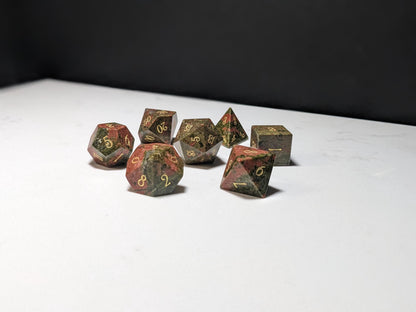 Stone D&D Dice Set - Green/Orange