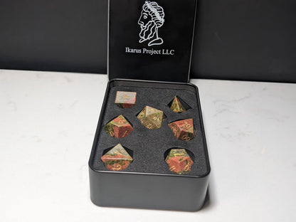 Stone D&D Dice Set - Green/Orange