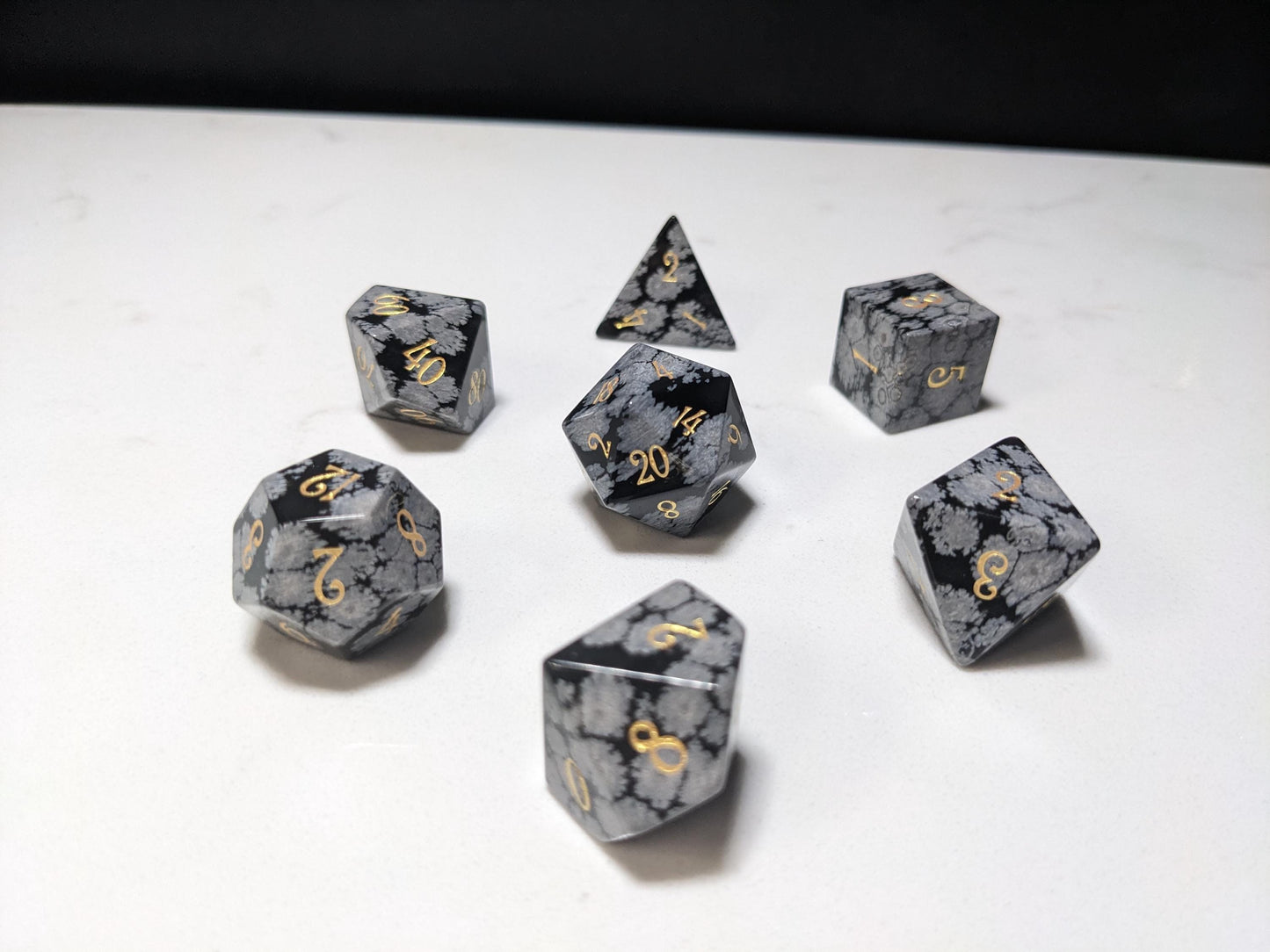 Stone D&D Dice Set - Grey/Black