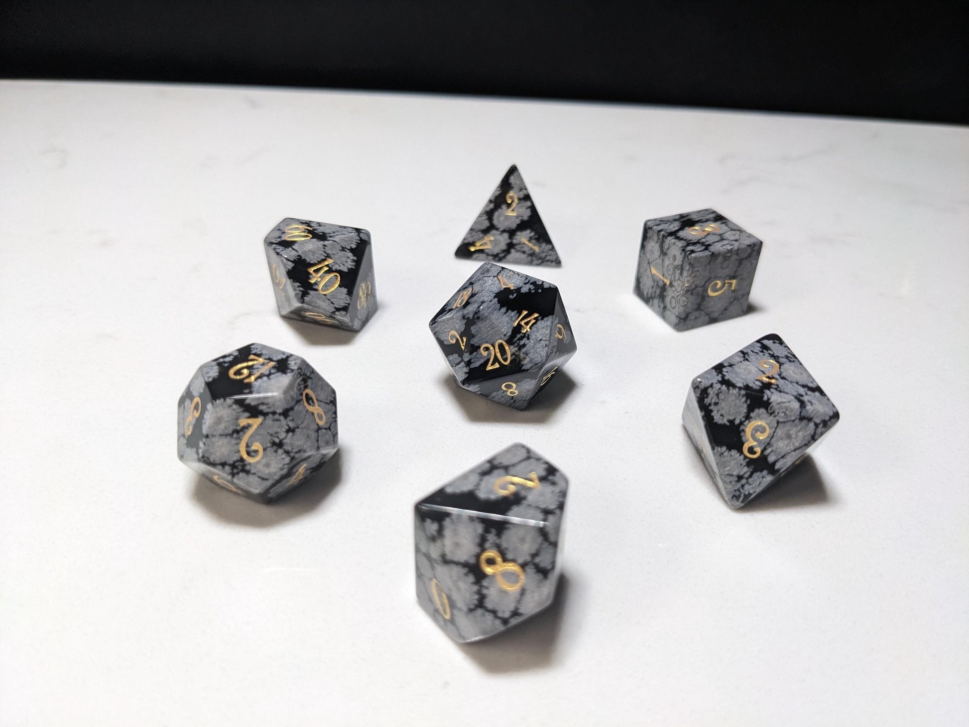 Stone D&D Dice Set - Grey/Black