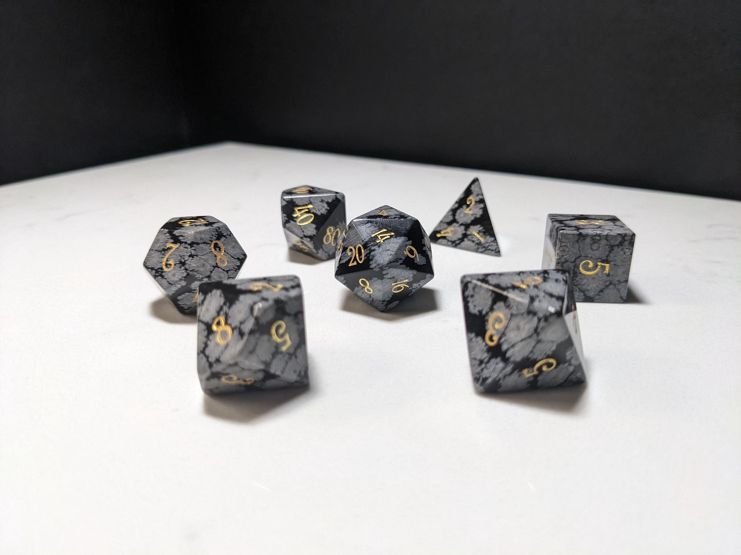 Stone D&D Dice Set - Grey/Black