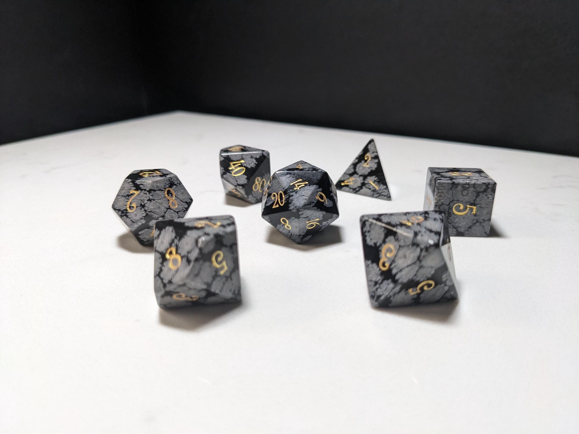 Stone D&D Dice Set - Grey/Black