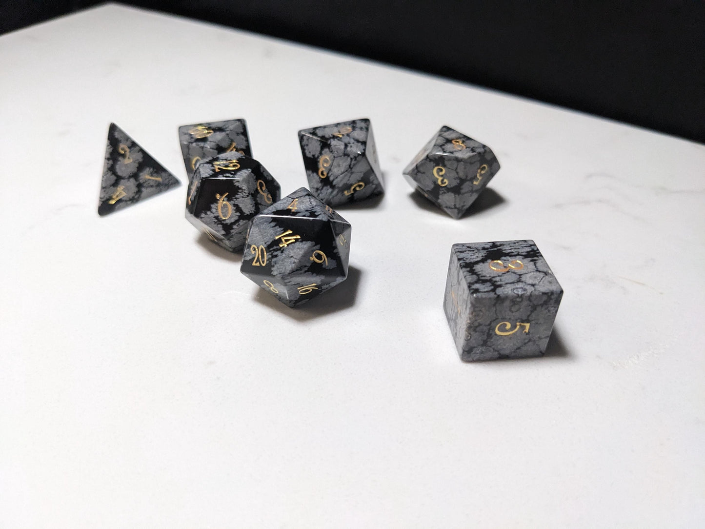 Stone D&D Dice Set - Grey/Black