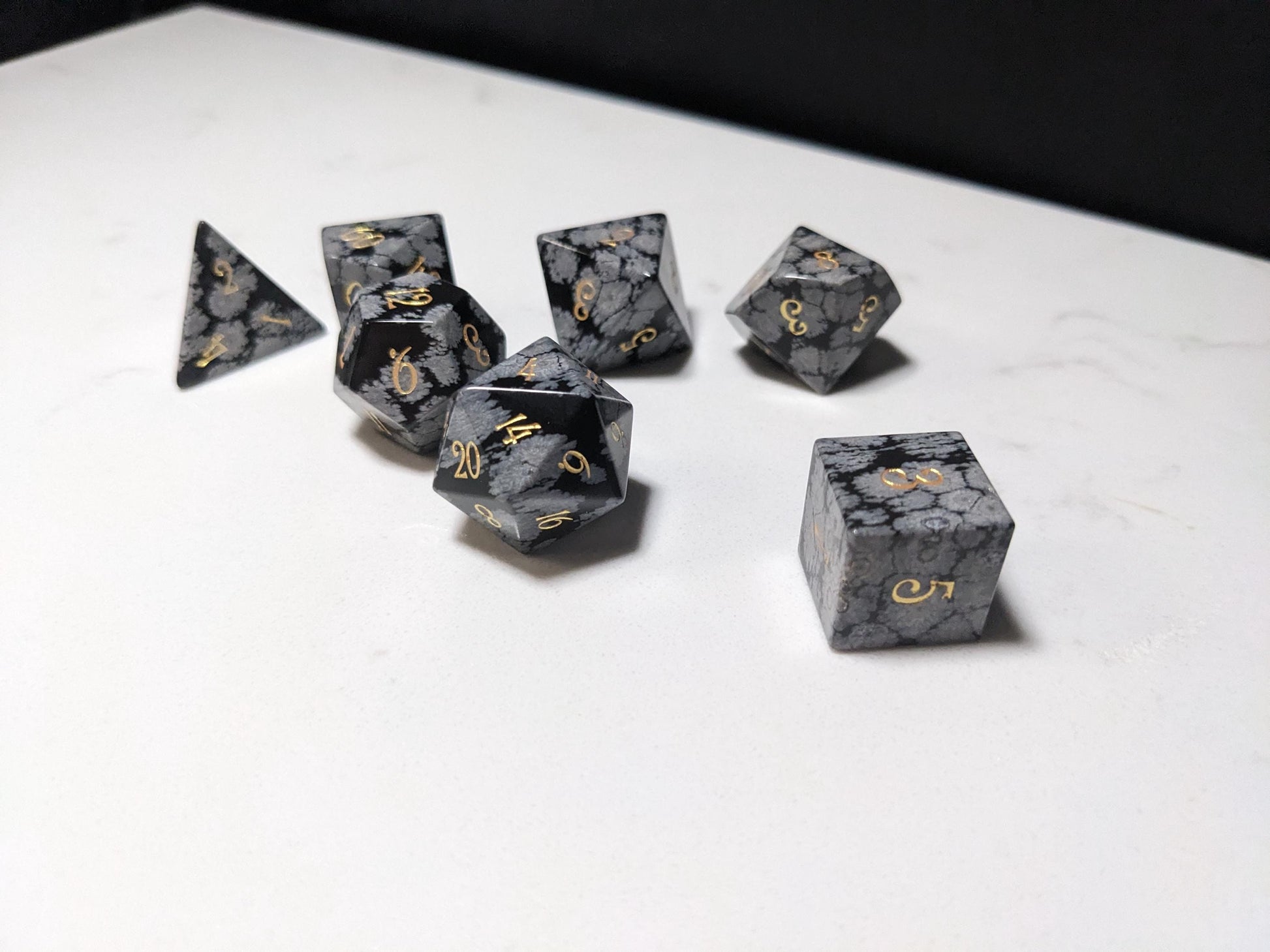 Stone D&D Dice Set - Grey/Black