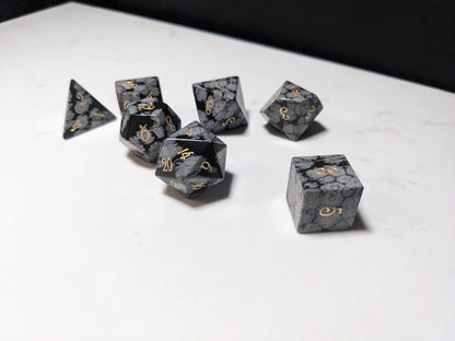 Stone D&D Dice Set - Grey/Black