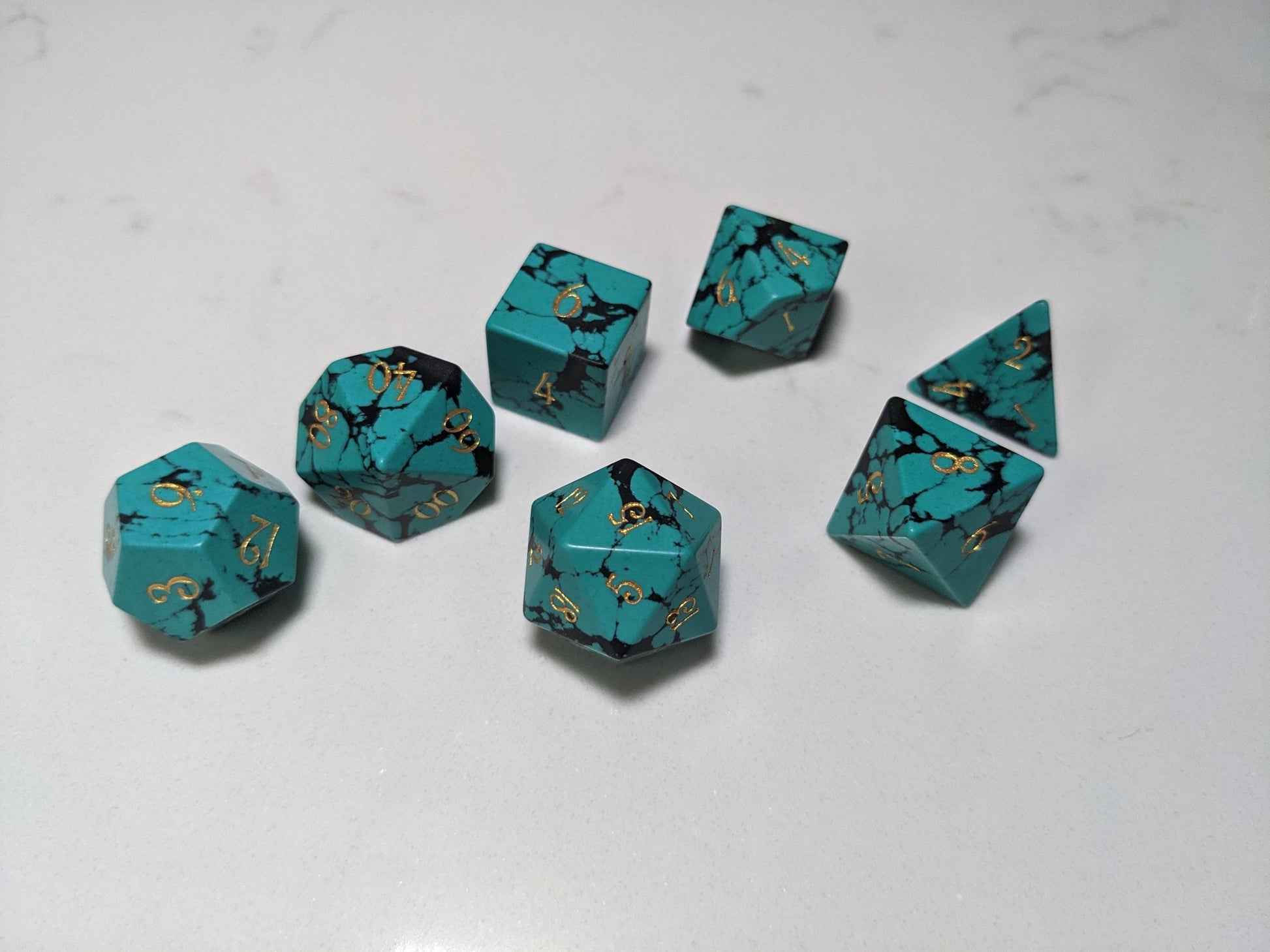 Stone D&D Dice Set - Light Blue/Black