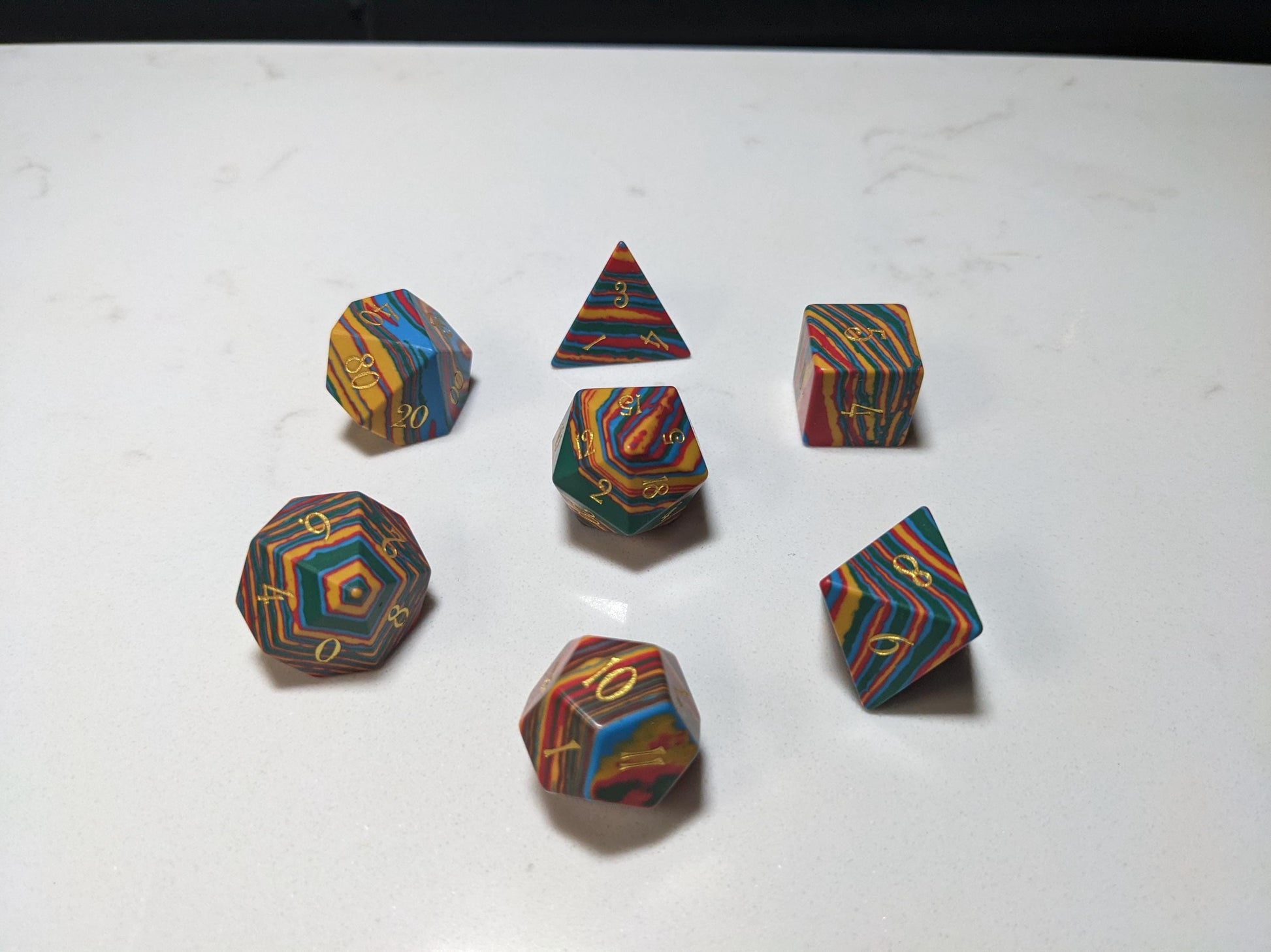Stone D&D Dice Set - Light Rainbow