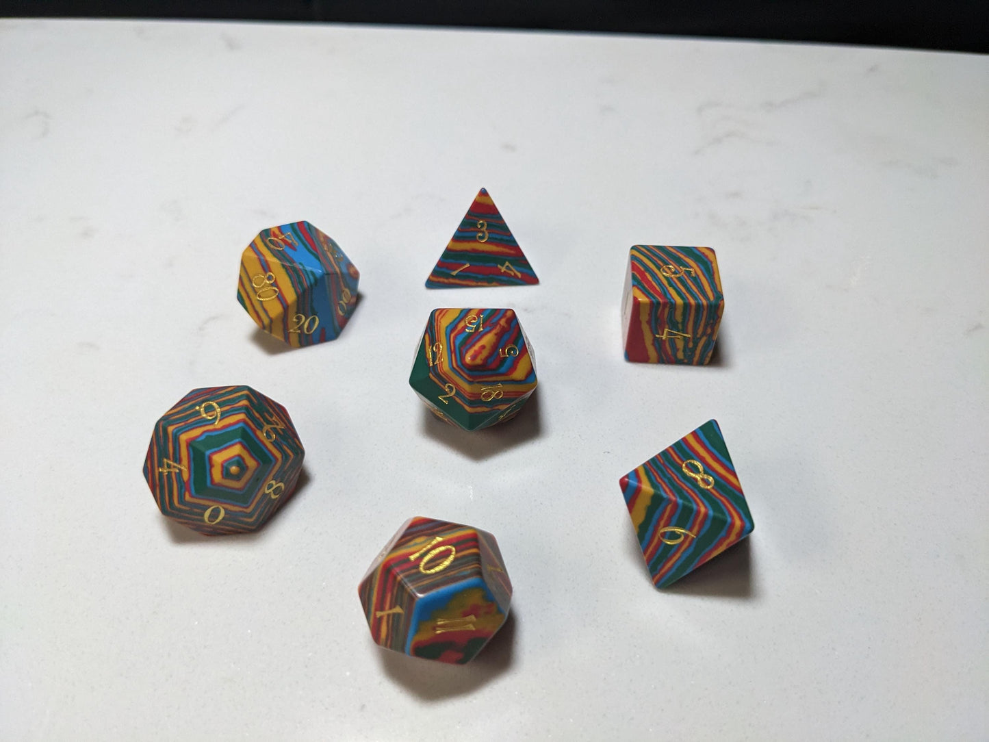 Stone D&D Dice Set - Light Rainbow