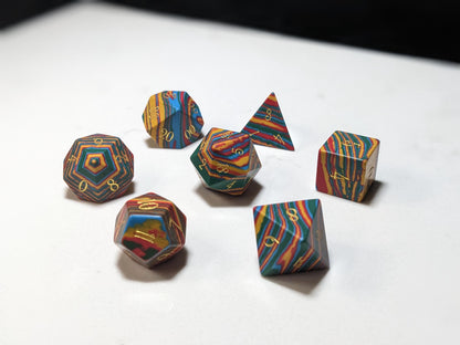 Stone D&D Dice Set - Light Rainbow