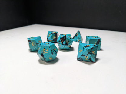 Stone D&D Dice Set - Light Blue/Black