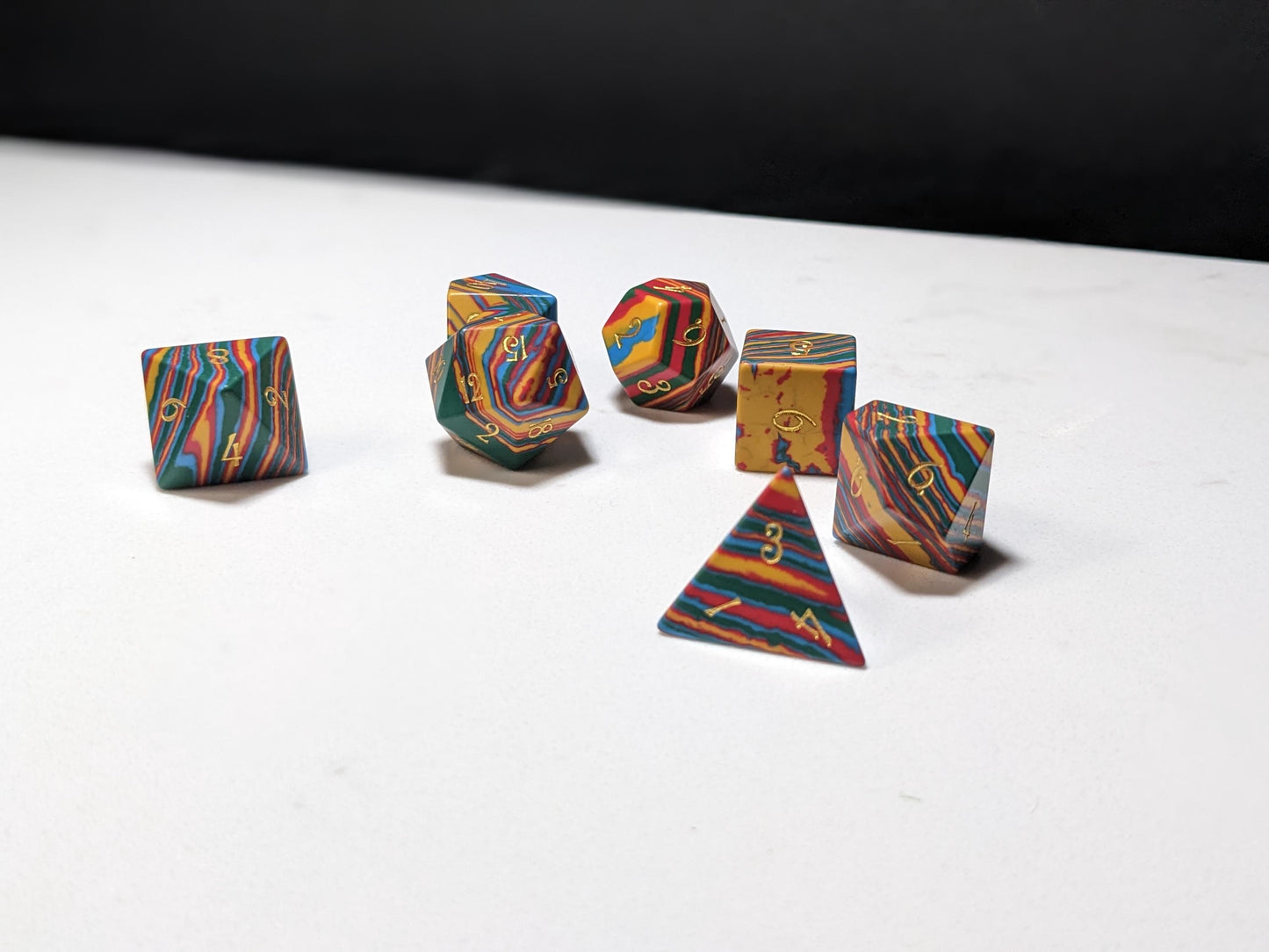 Stone D&D Dice Set - Light Rainbow