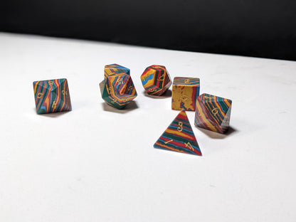 Stone D&D Dice Set - Light Rainbow
