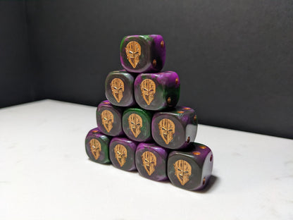 16mm Dice - Dark Jester Mask Inspired by Sci-Fi 10x