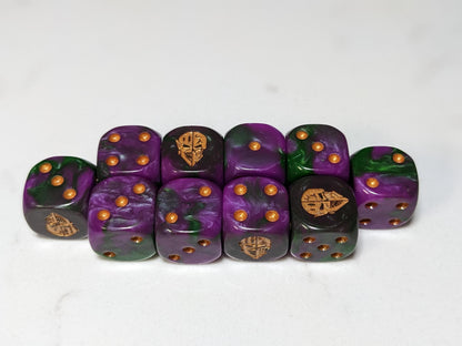 16mm Dice - Dark Jester Mask Inspired by Sci-Fi 10x