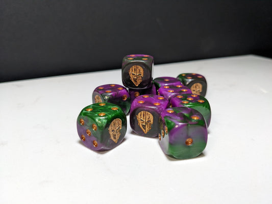 16mm Dice - Dark Jester Mask Inspired by Sci-Fi 10x