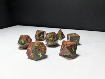 Stone D&D Dice Set - Green/Orange