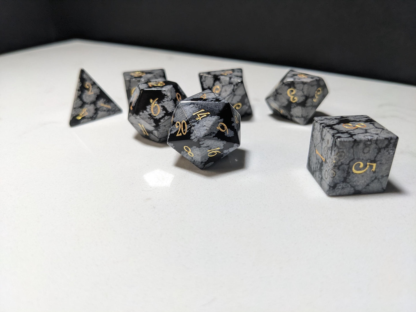 Stone D&D Dice Set - Grey/Black