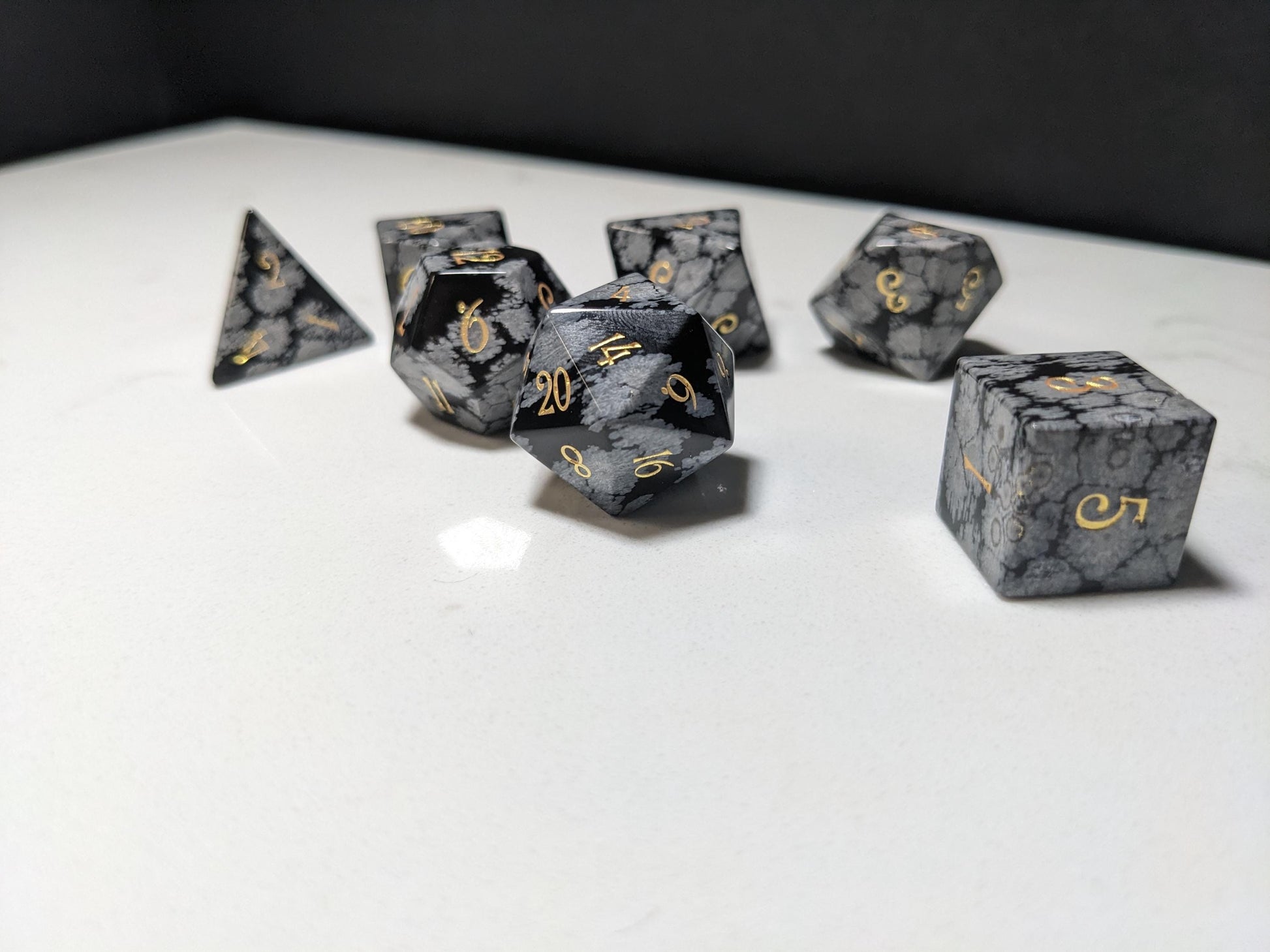 Stone D&D Dice Set - Grey/Black