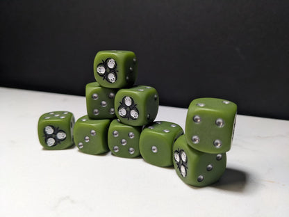 16mm Dice - Radioactive Skull Inspired by Sci-Fi 10x
