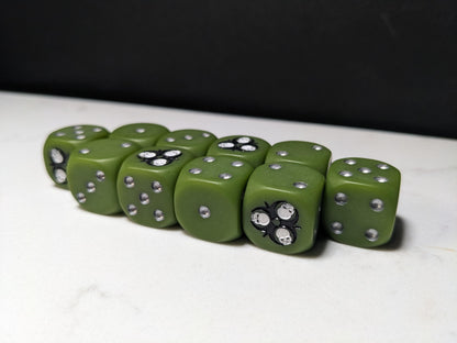 16mm Dice - Radioactive Skull Inspired by Sci-Fi 10x
