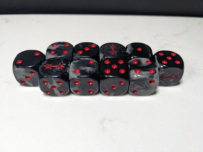 16mm Dice - Dark Mystical Dynasty Inspired by Sci-Fi 10x