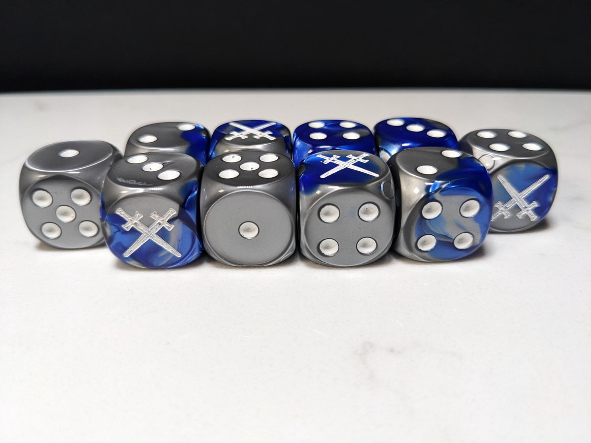 16mm Dice - Star Knight Swords Crossed Inspired by Sci-Fi 10x