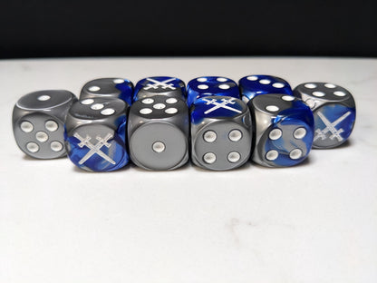 16mm Dice - Star Knight Swords Crossed Inspired by Sci-Fi 10x