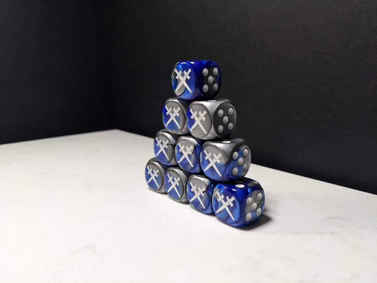 16mm Dice - Star Knight Swords Crossed Inspired by Sci-Fi 10x