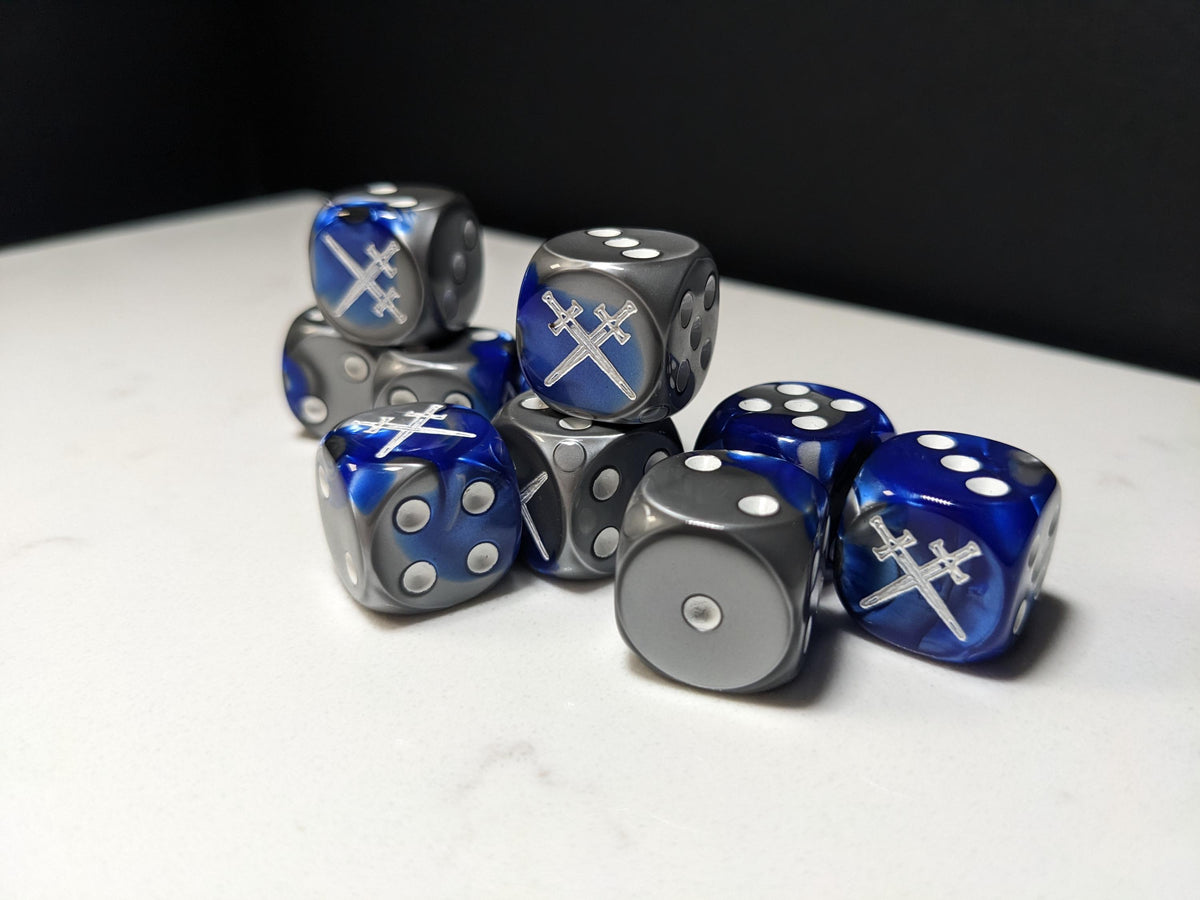 16mm Dice - Star Knight Swords Crossed Inspired by Sci-Fi 10x