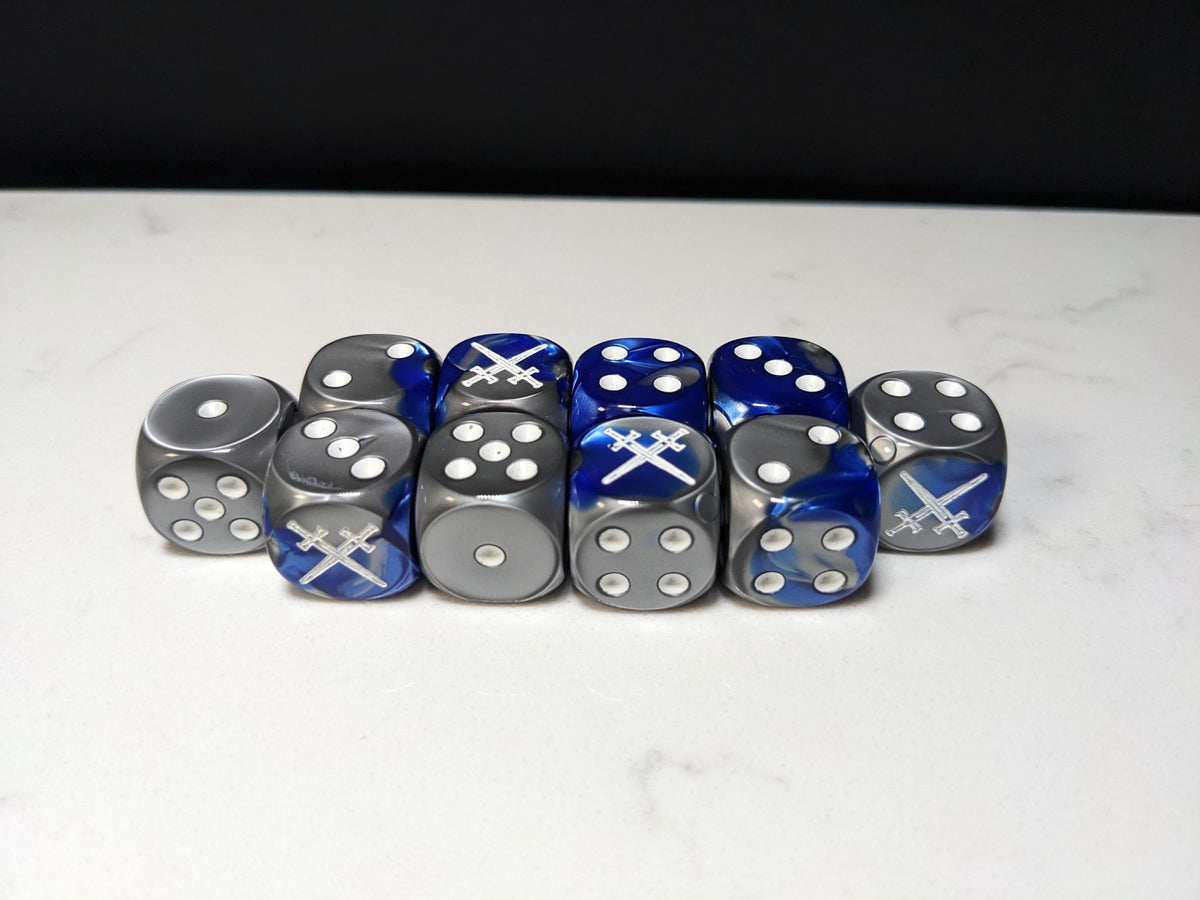16mm Dice - Star Knight Swords Crossed Inspired by Sci-Fi 10x