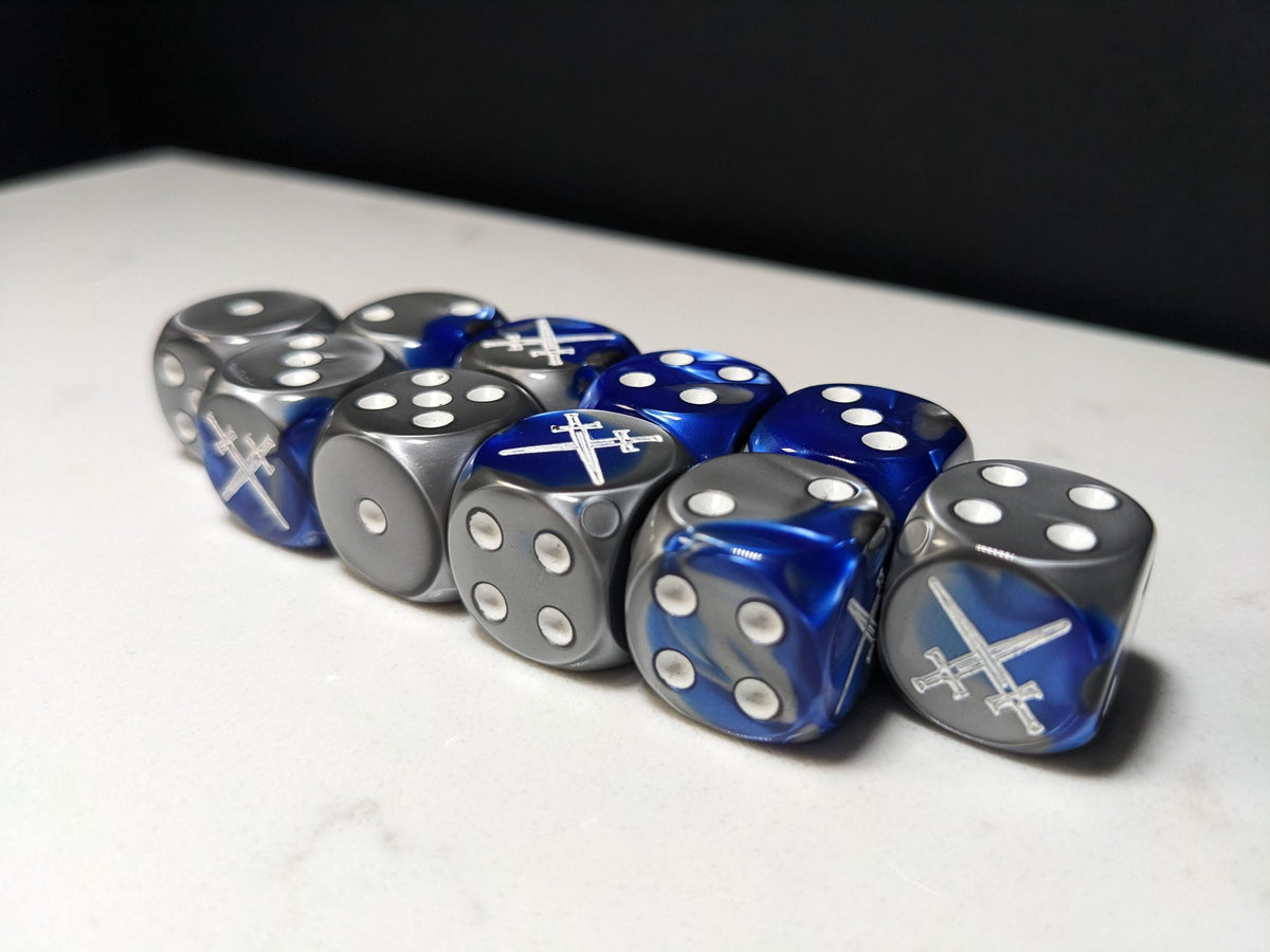 16mm Dice - Star Knight Swords Crossed Inspired by Sci-Fi 10x