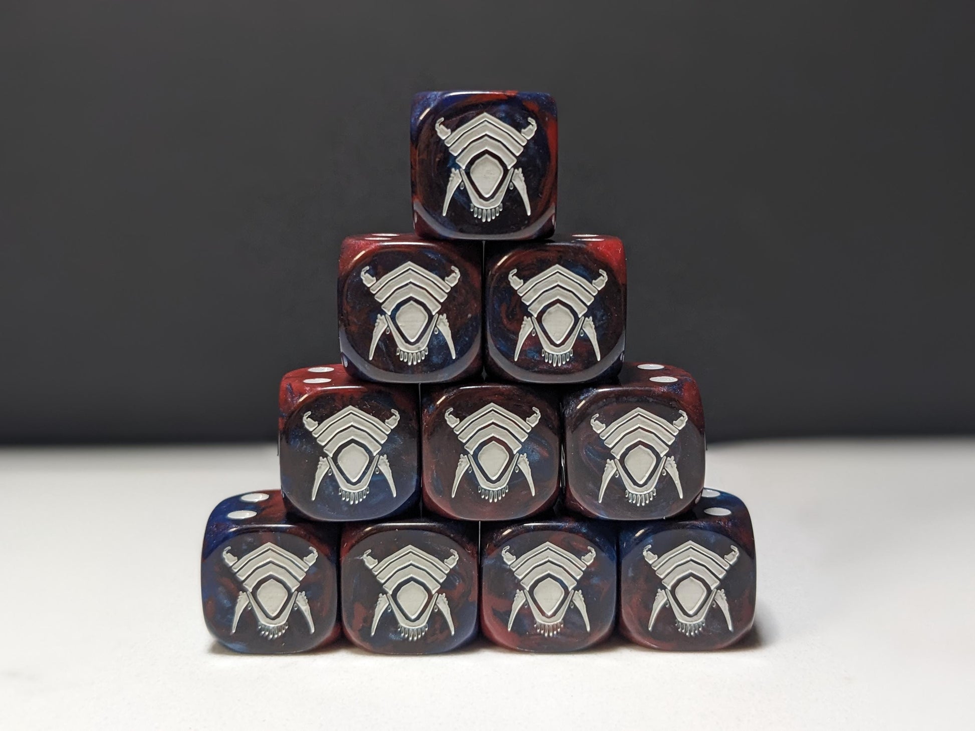 16mm Dice - Red/Blue Alien Inspired by Sci-Fi 10x