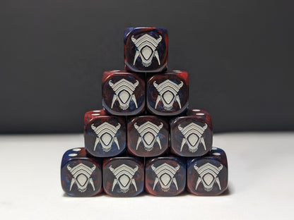 16mm Dice - Red/Blue Alien Inspired by Sci-Fi 10x