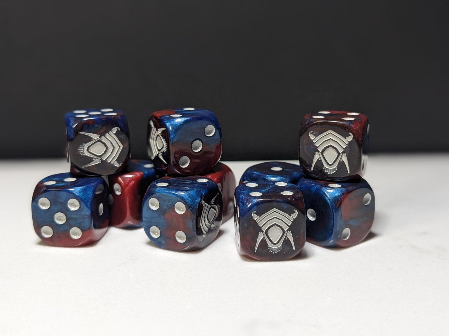 16mm Dice - Red/Blue Alien Inspired by Sci-Fi 10x