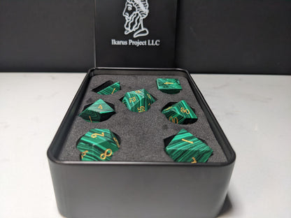 Stone D&D Dice Set - Dark Green Striped